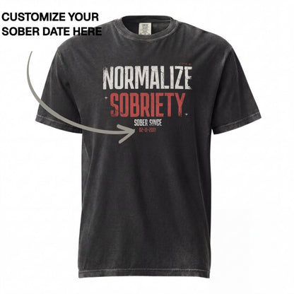 Sober T Shirt | Men's Washed Normalize Sobriety Garment-Dyed