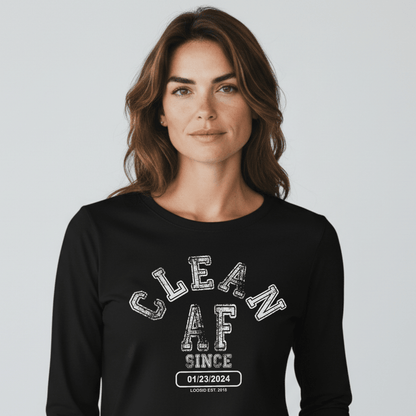 Clean AF Long Sleeve Sober T Shirt lifestyle view (view 5)