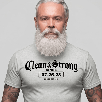 Recovery Date Men's Sobriety Sober T Shirt close-up view (view 12)