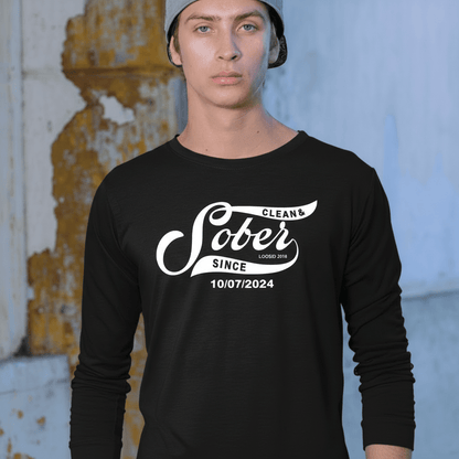 Men's Sober Since Long Sleeve T-shirt w/ Custom Sobriety Date