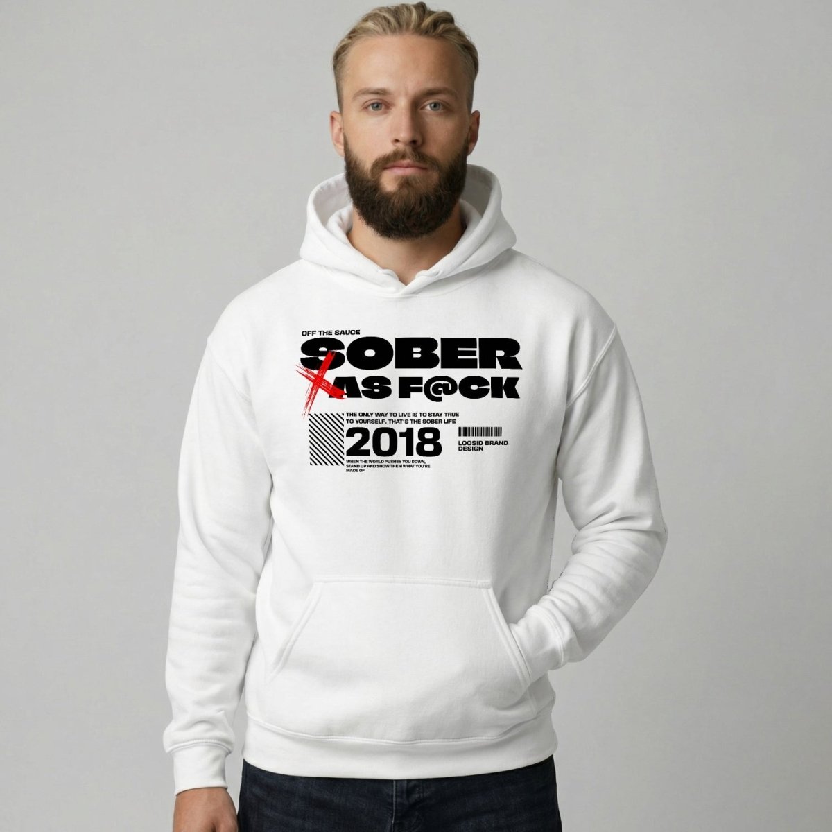 Sober As F*ck Recovery Hoodie side view (view 16)