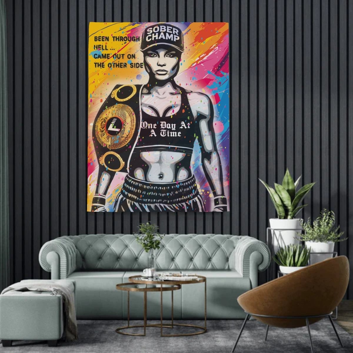 Sober Champ Women Sobriety Art graphic detail (view 4)