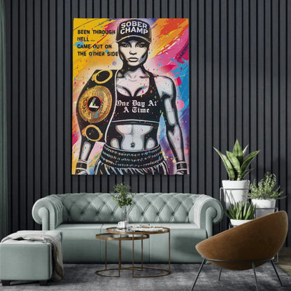 Sober Champ Women Sobriety Art graphic detail (view 4)