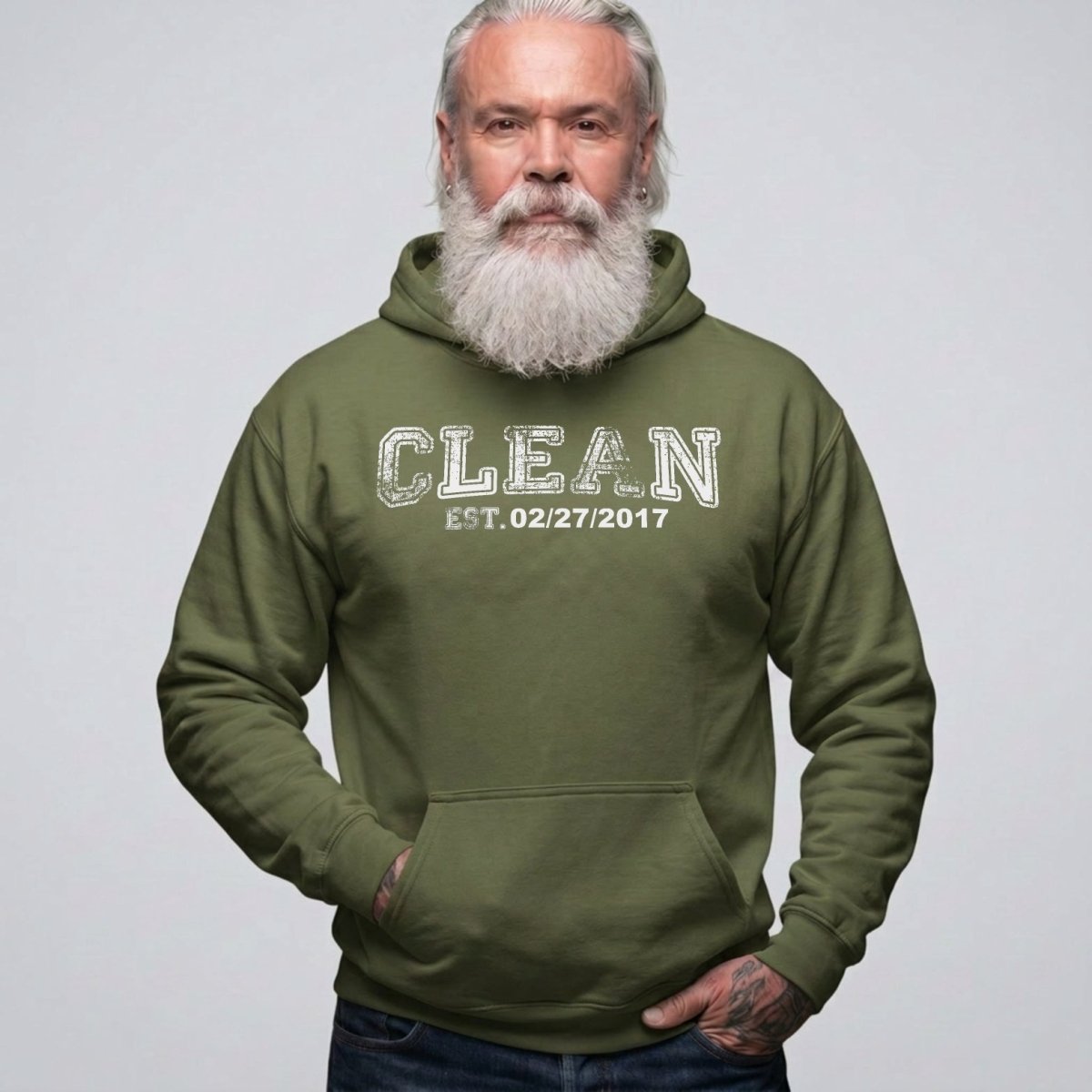 Clean Collegiate Hoodie W/ Personalize Recovery Date