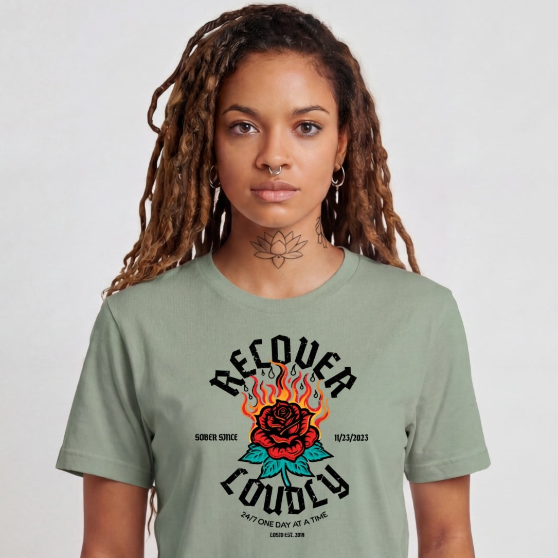 Sober T Shirt | Women's Recover Loudly Tee