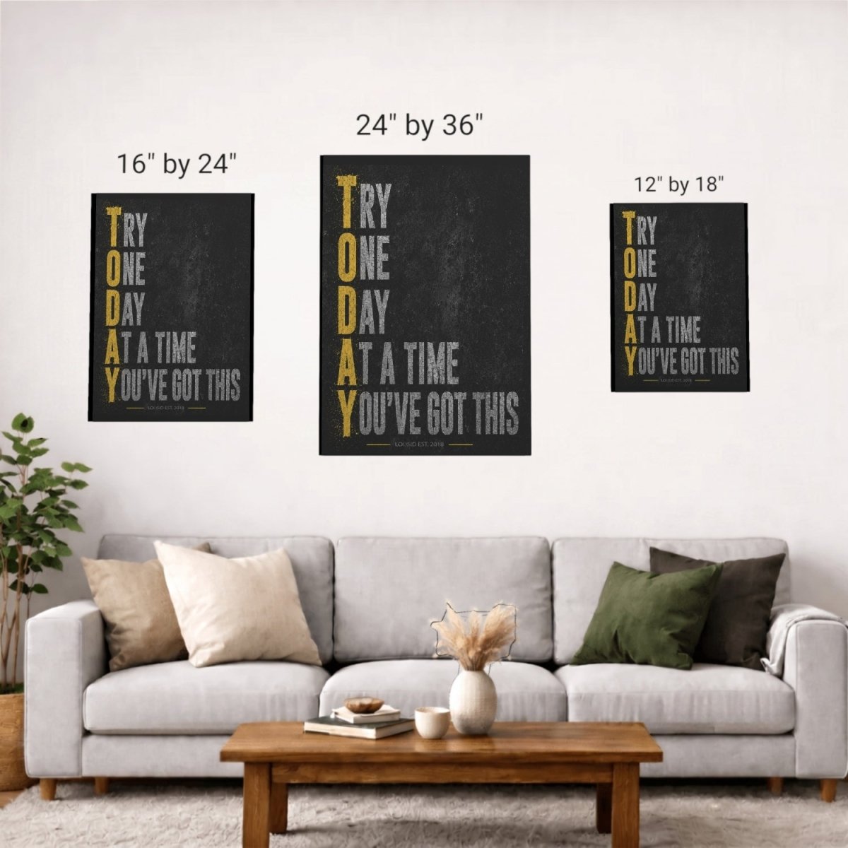 Sobriety Art | Try One Day At A Time Canvas Wall Art