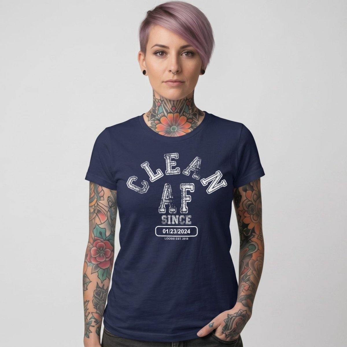 Clean AF Since Clean Sober T Shirt back view (view 7)