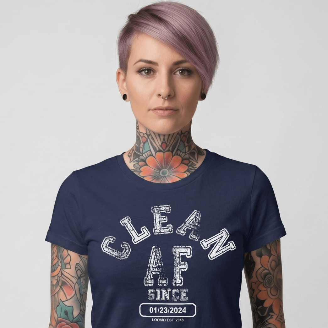 Clean AF Since Clean Sober T Shirt side view (view 6)