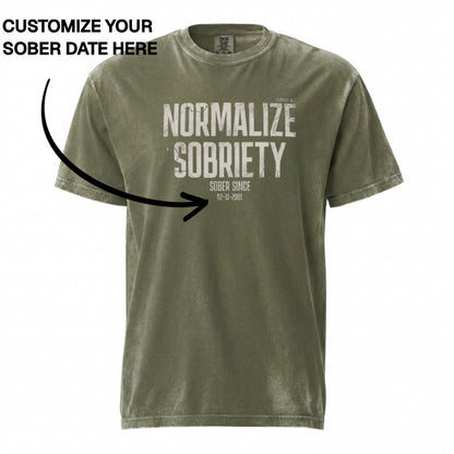 Sober T Shirt | Men's Washed Normalize Sobriety Garment-Dyed