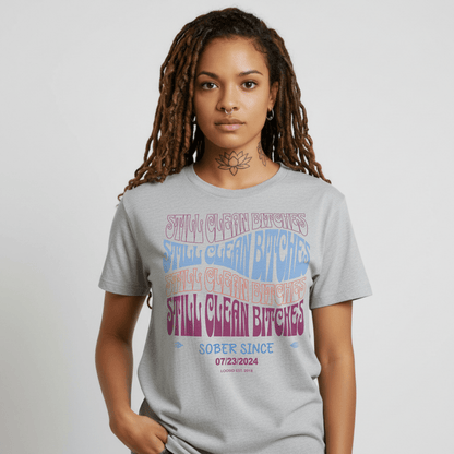 Still Clean B Sober T Shirt flat lay styled image (view 13)