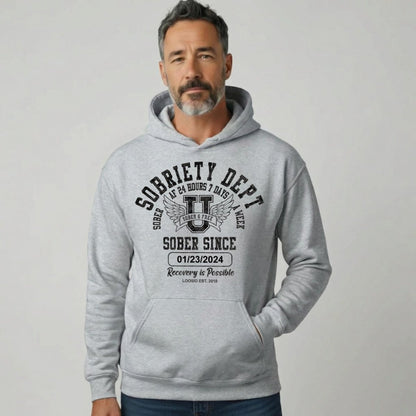 Recovery Hoodie | Sobriety Dept Hoodie with Custom Sobriety Date