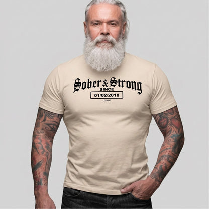 Old School Sober & Strong Sober T Shirt back view (view 17)