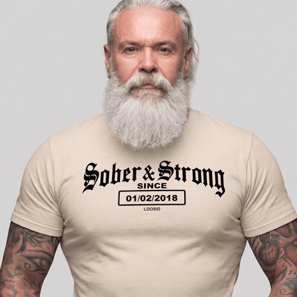 Old School Sober & Strong Sober T Shirt lifestyle view (view 15)