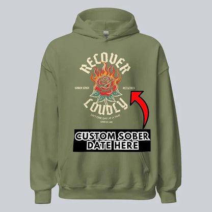 Recovery Hoodie | Recover Loudly Custom Sobriety Date Unisex Hoodie