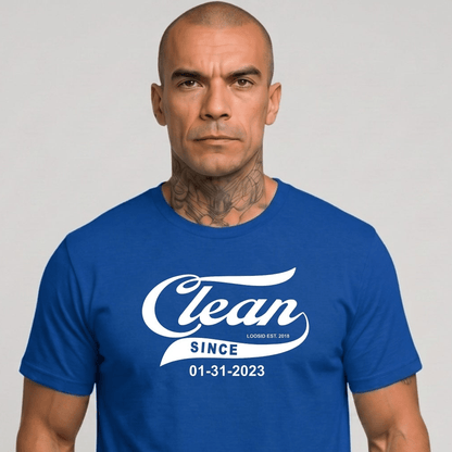 Clean Since Tee with Personalized Sobriety Date | Sober T Shirt
