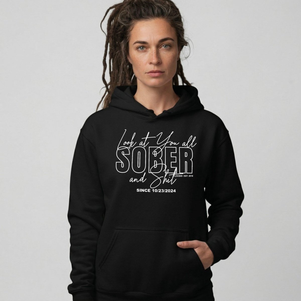 Look at You Sober Recovery Hoodie lifestyle view (view 5)