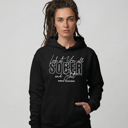 Look at You Sober Recovery Hoodie lifestyle view (view 5)