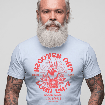 Recover Out Loud Sober T Shirt back view (view 7)