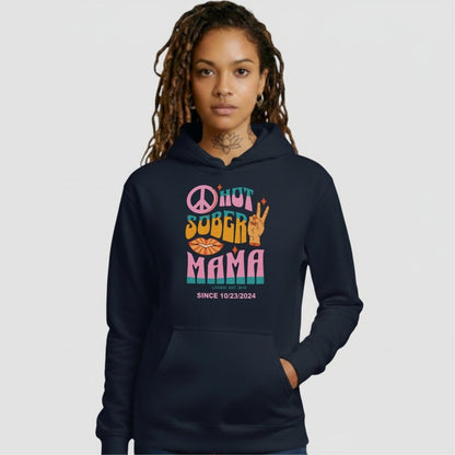 Hot Sober Mama Recovery Hoodie flat lay styled image (view 13)