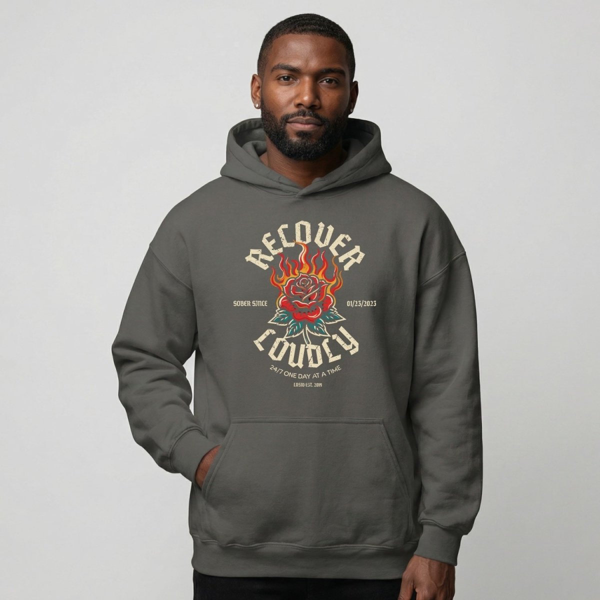 Recovery Hoodie | Recover Loudly Custom Sobriety Date Unisex Hoodie
