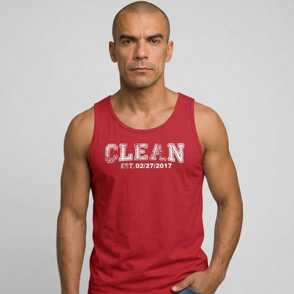 Clean Men's W Personalize Recovery Date Sober Tank Top product photo (view 10)