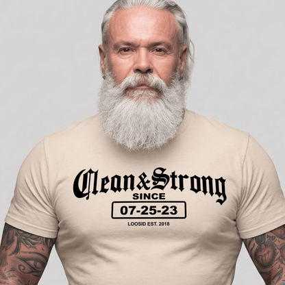 Recovery Date Men's Sobriety Sober T Shirt fit detail (view 9)