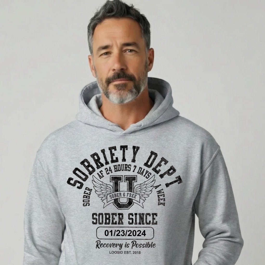 Recovery Hoodie | Sobriety Dept Hoodie with Custom Sobriety Date