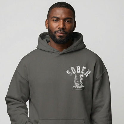 Recovery Hoodie | Sober AF Since Hoodie Front and Back Print with Custom Sobriety Date