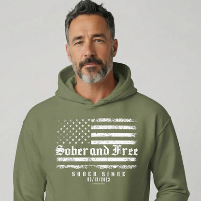 Recovery Hoodie | Sober and Free Custom Sobriety Date Hoodie