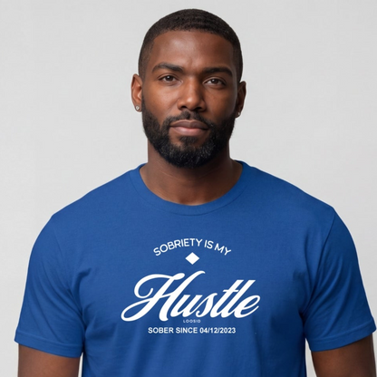 Hustle Men's Relaxed Sober T Shirt w/Personalize Sober Date