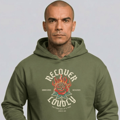 Recovery Hoodie | Recover Loudly Custom Sobriety Date Hoodie