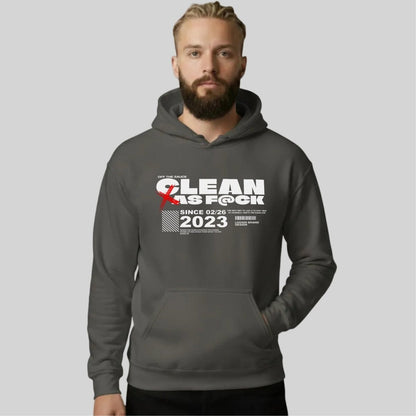 Clean As F*ck Recovery Hoodie flat lay styled image (view 13)