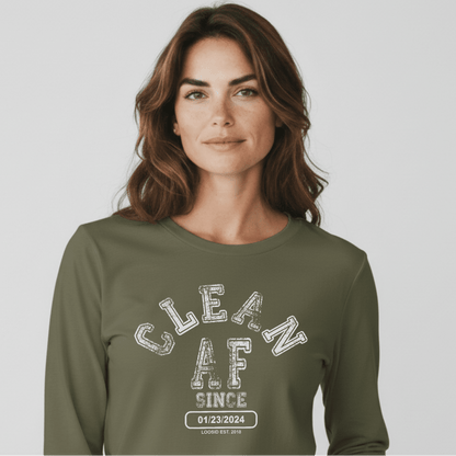 Clean AF Long Sleeve Sober T Shirt lifestyle view (view 25)