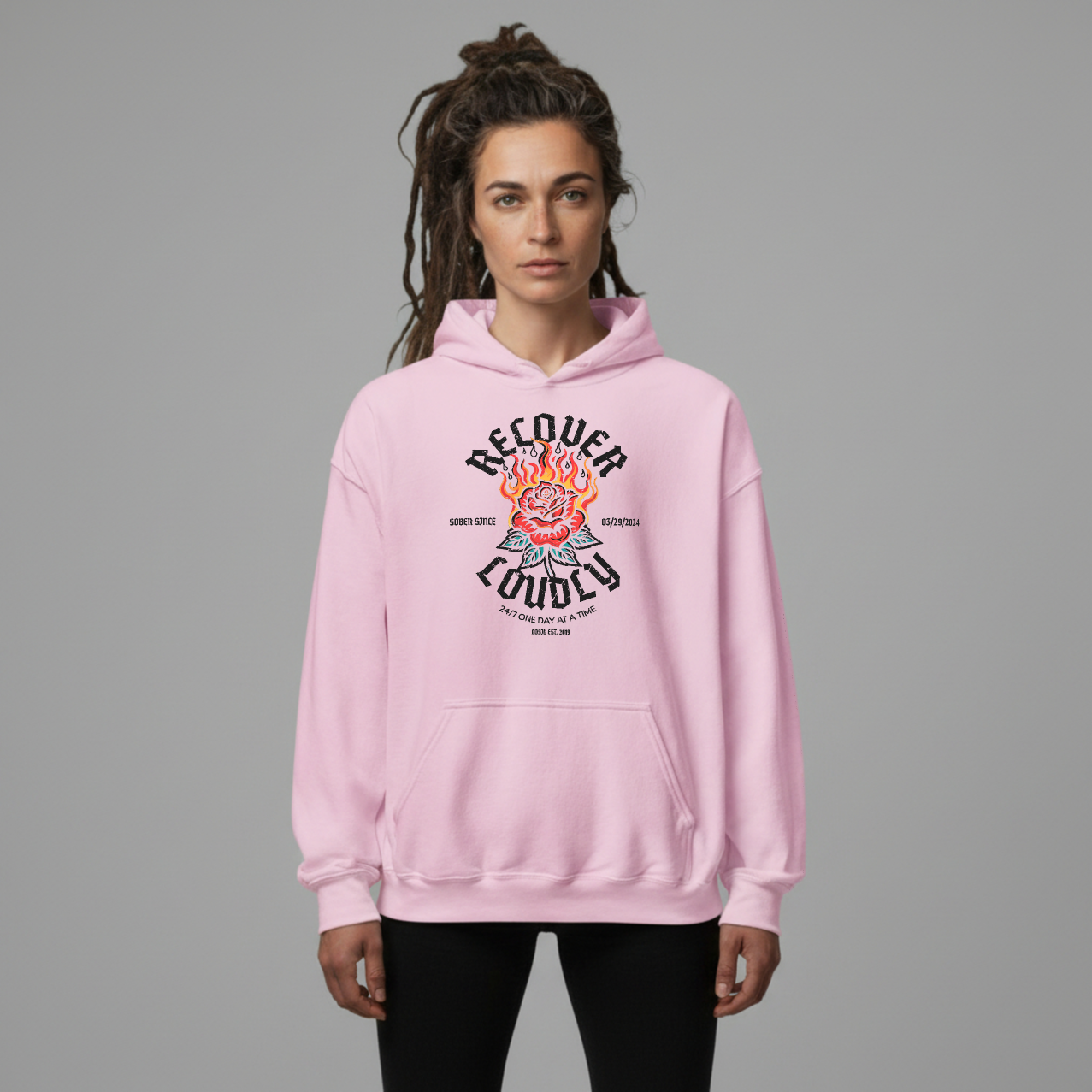 Recovery Hoodie | Recover Loudly Custom Sobriety Date Unisex Hoodie