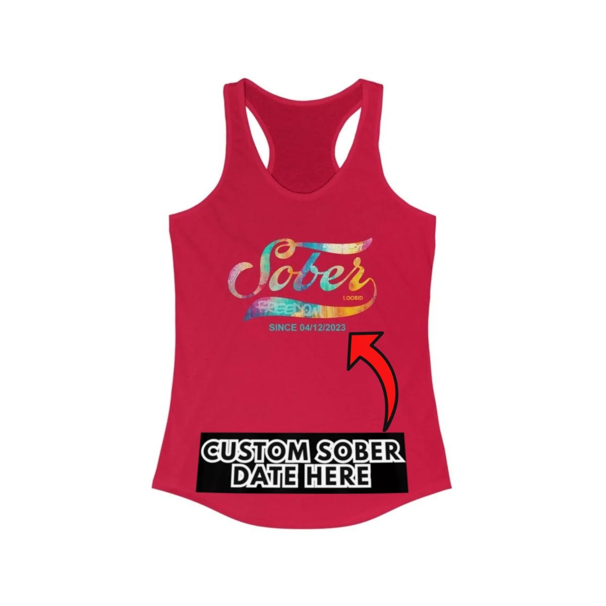Sober T Shirt | Women’s Sober Since Racerback Tank with Date