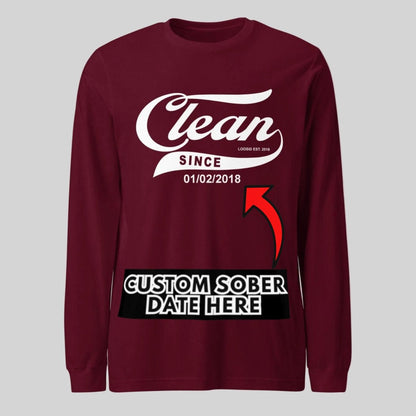 Clean Since Long Sleeve Sober T Shirt back view (view 7)
