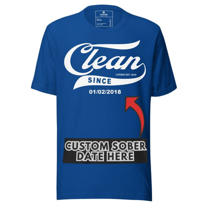 Clean Since Tee with Personalized Sobriety Date | Sober T Shirt