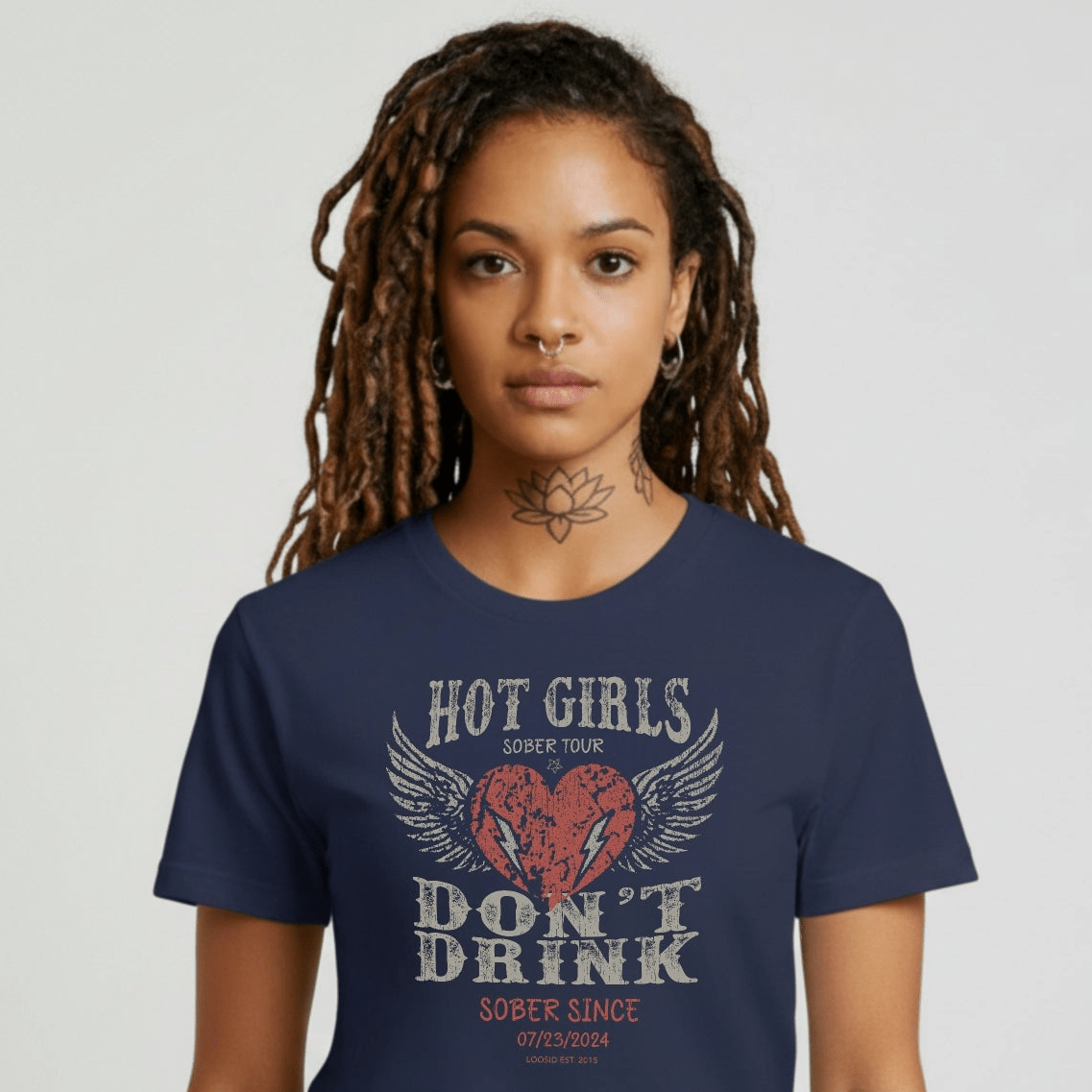Hot Girls Sober T Shirt with Custom Sobriety Date