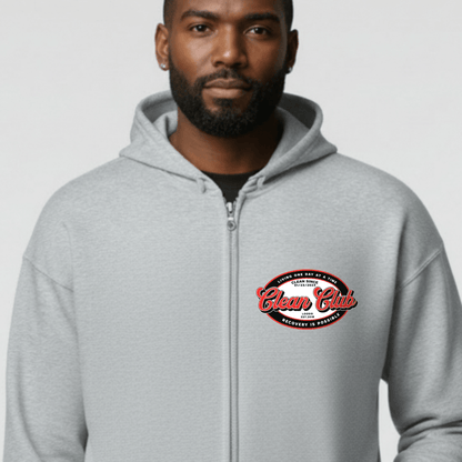 Clean Club Badge Unisex Zip Recovery Hoodie close-up view (view 12)