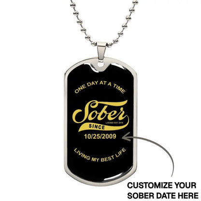Sobriety Gift | Sober Since Dog Tag Jewelry