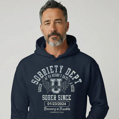 Recovery Hoodie | Sobriety Dept Hoodie with Custom Sobriety Date