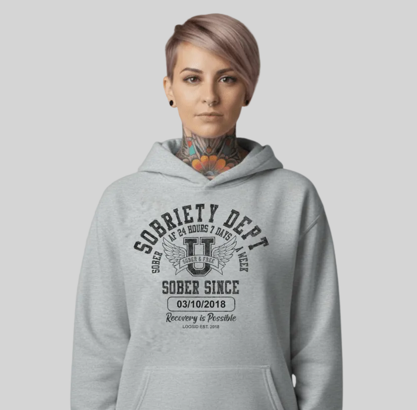 Recovery Hoodie | Sobriety Dept Unisex Hoodie with Custom Sobriety Date