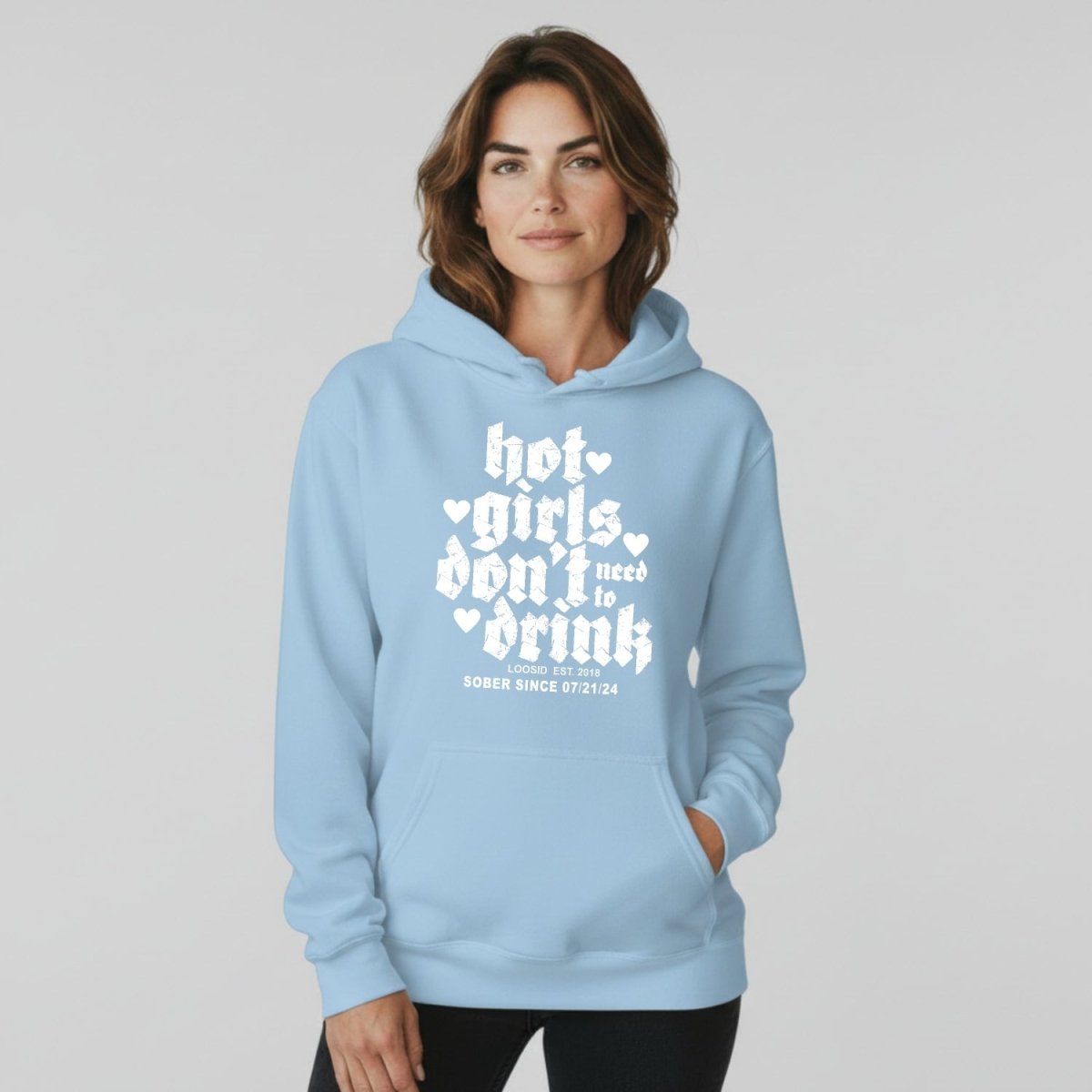 Hot Girls Don't Drink Recovery Hoodie fit detail (view 29)