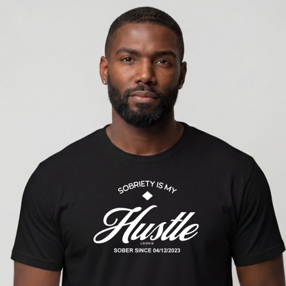 Hustle Men's Relaxed Sober T Shirt w/Personalize Sober Date