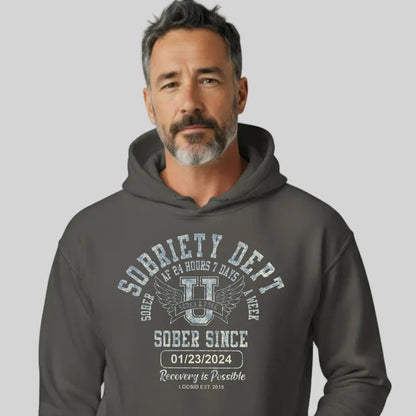 Recovery Hoodie | Sobriety Dept Hoodie with Custom Sobriety Date