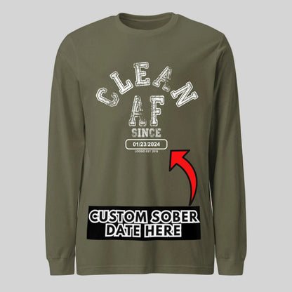Clean AF Long Sleeve Sober T Shirt graphic detail (view 24)