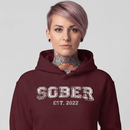 Sober Est. Hoodie w Personalized Sobriety Year Recovery Hoodie featuring the design (view 11)