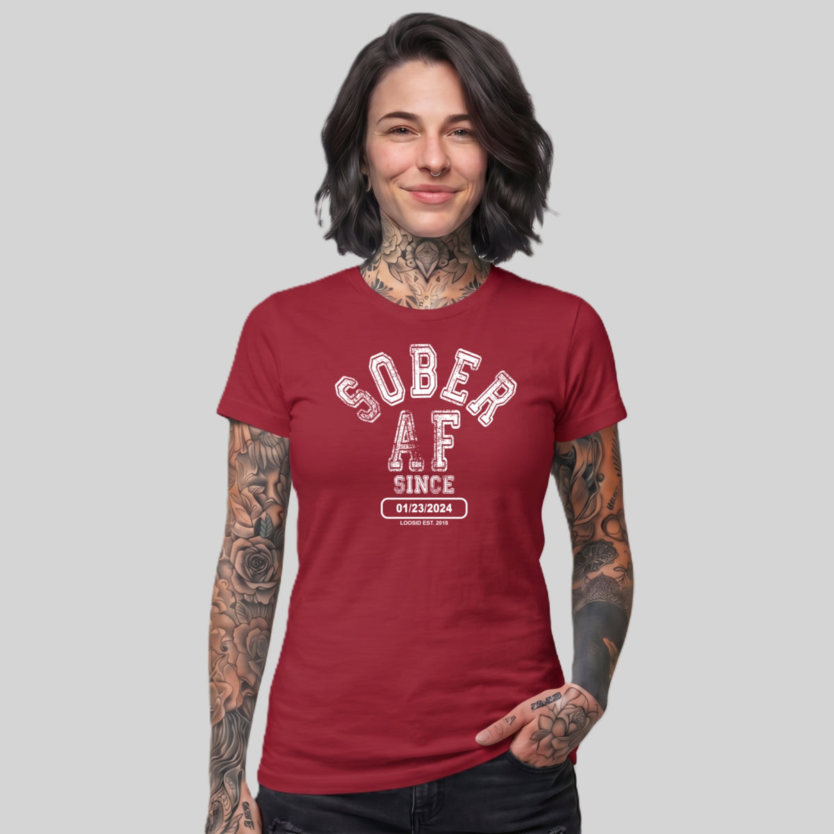 Sober T Shirt | Women's Sober AF Collegiate