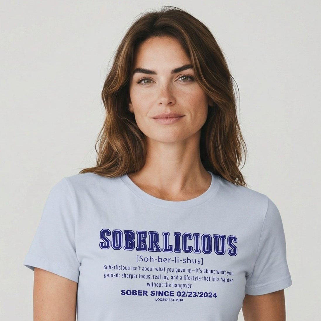 Soberlicious Definition w Custom Sobriety Date Sober T Shirt packaging detail (view 18)