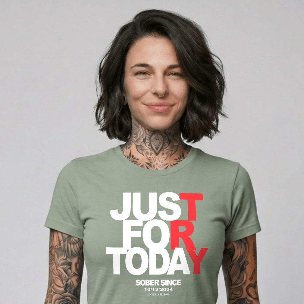 Just Try For Today Sober T Shirt with Custom Sobriety Date